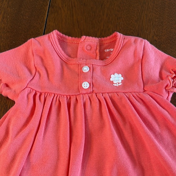 3-6 month 2 outfits onesie dresses infant girl coral white spring summer bundle - Picture 8 of 10